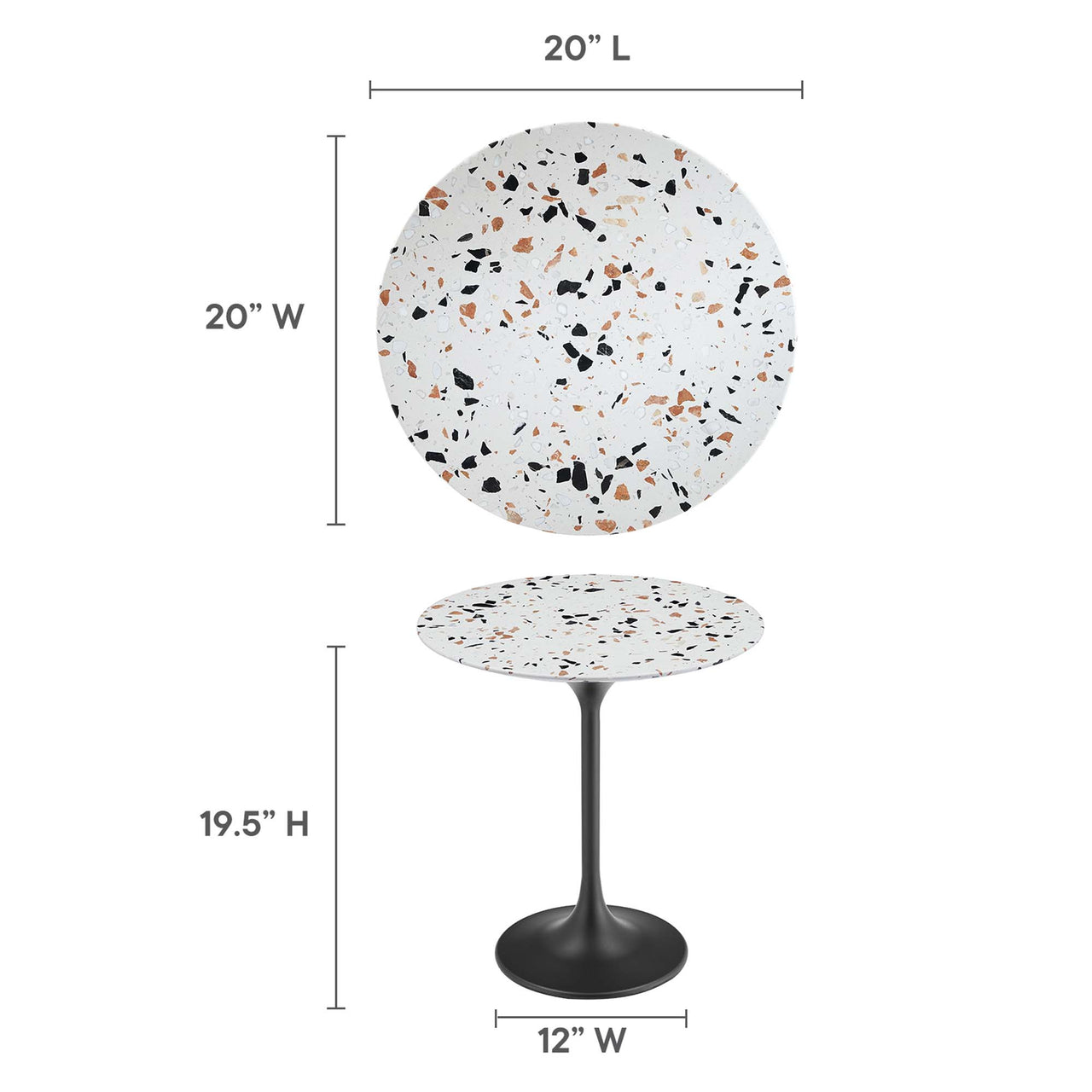 Ensemble Round Terrazzo Side Table, Black & Terrazzo