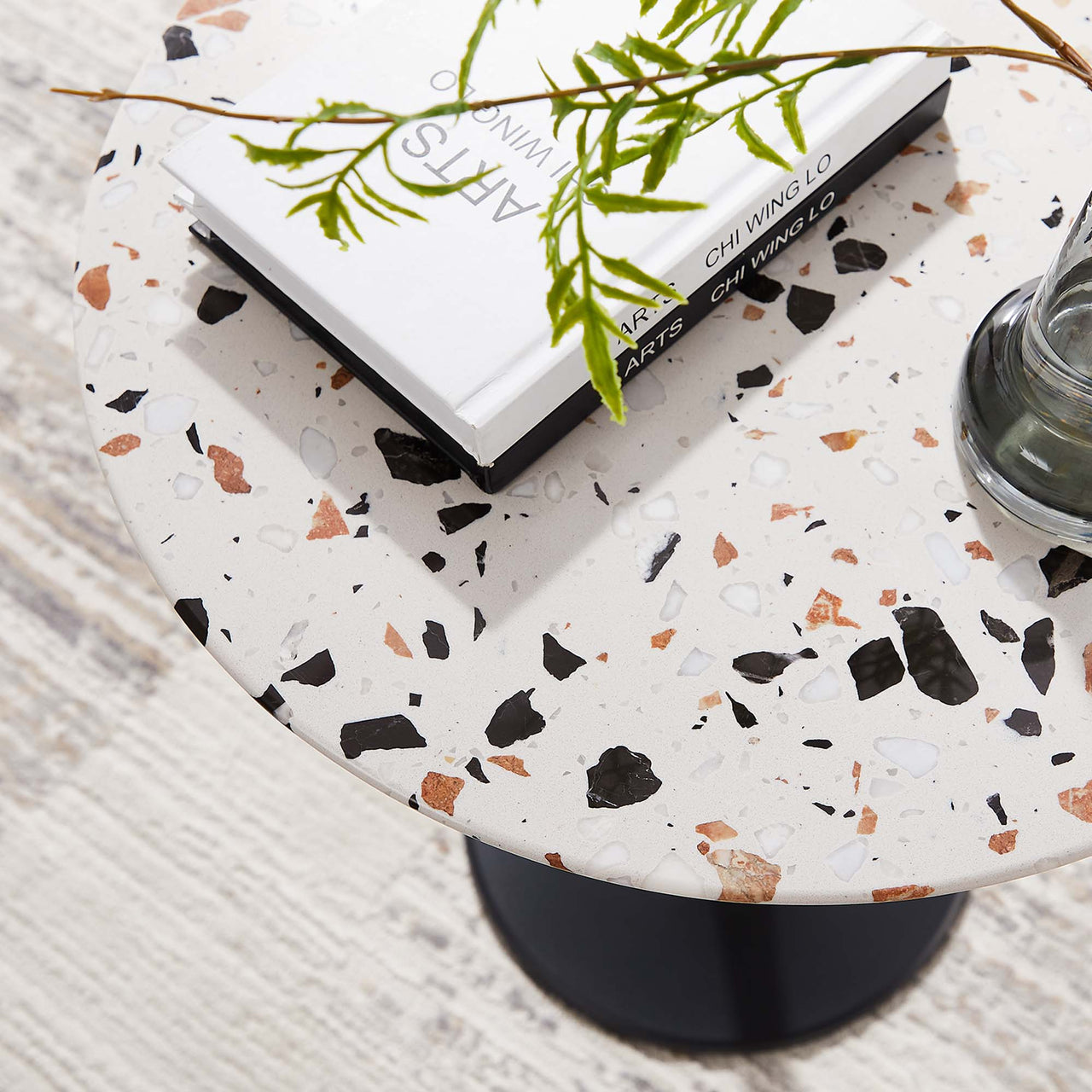 Ensemble Round Terrazzo Side Table, Black & Terrazzo