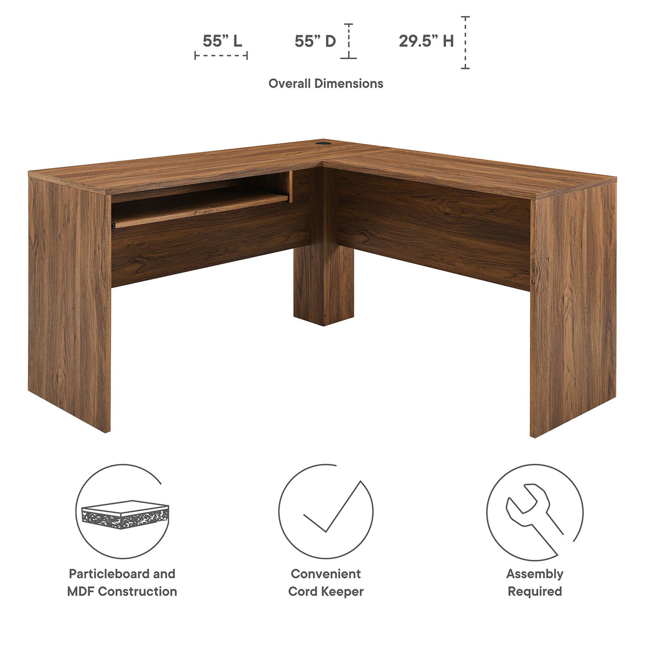 Olevine Corner Desk, Walnut