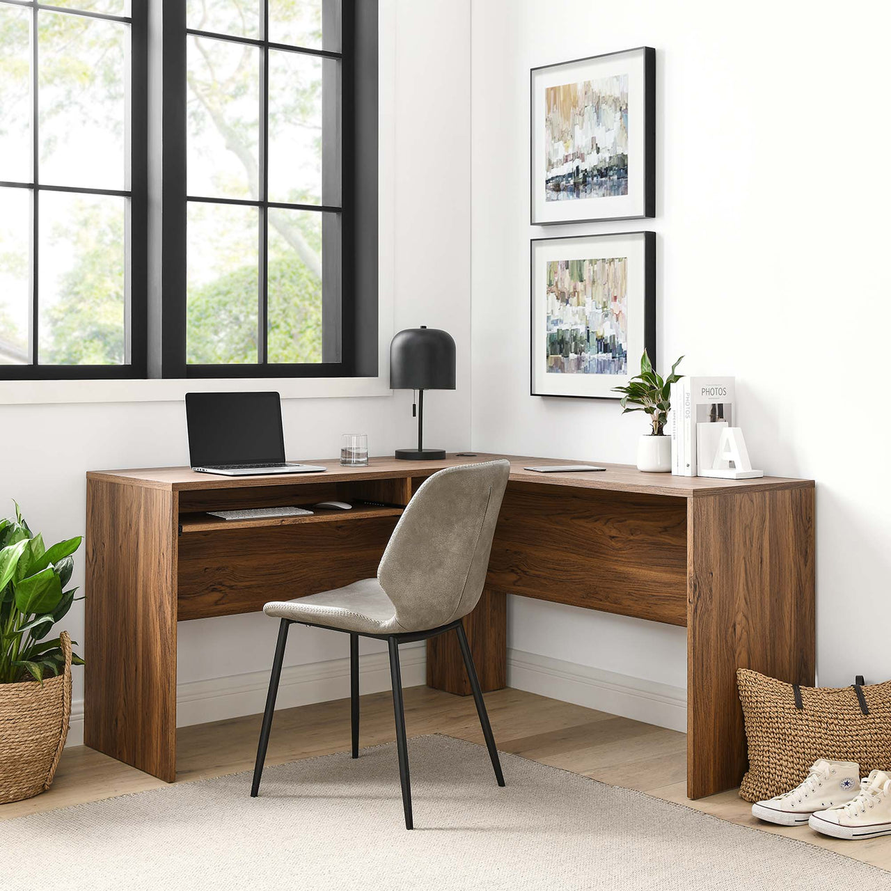 Olevine Corner Desk, Walnut