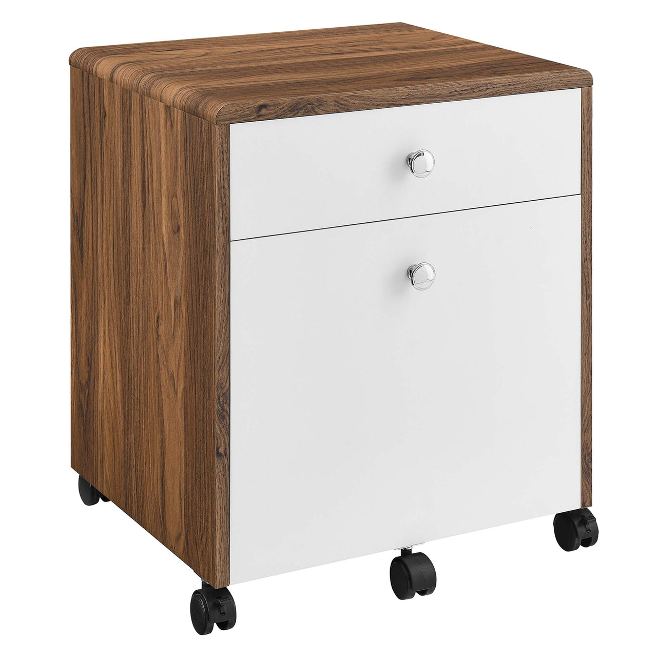 Erisen File Cabinet, Walnut & White
