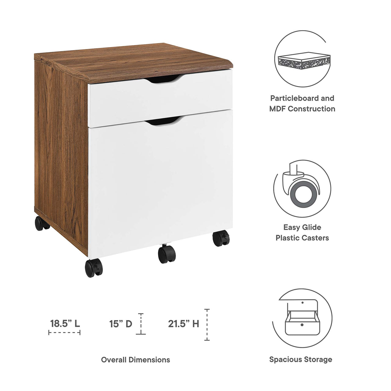 Lunel File Cabinet, Walnut & White