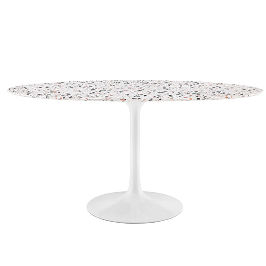 Ensemble Oval Terrazzo Dining Table, Large, White