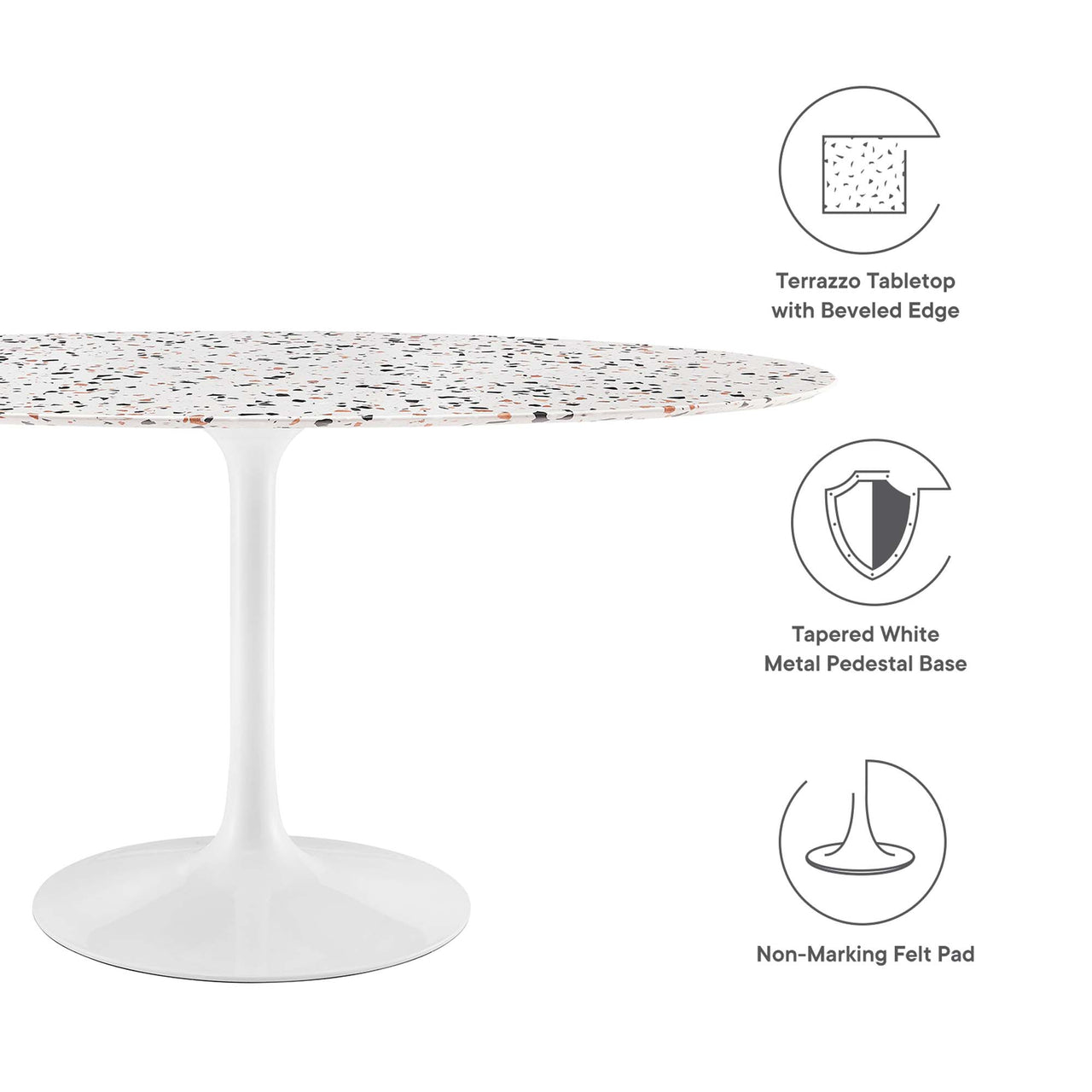 Ensemble Oval Terrazzo Dining Table, Large, White