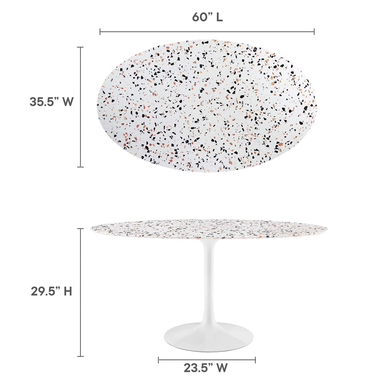 Ensemble Oval Terrazzo Dining Table, Large, White