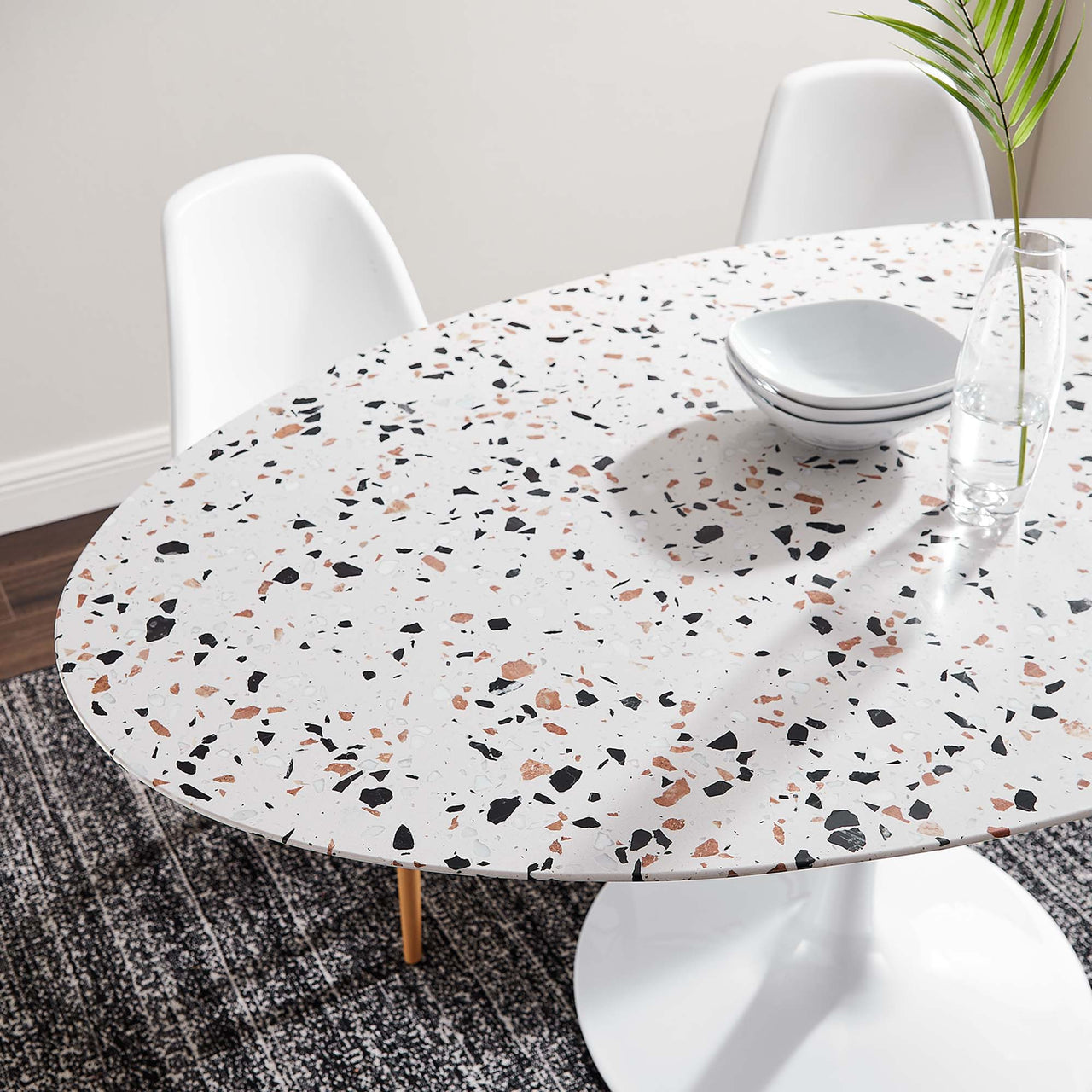 Ensemble Oval Terrazzo Dining Table, Large, White