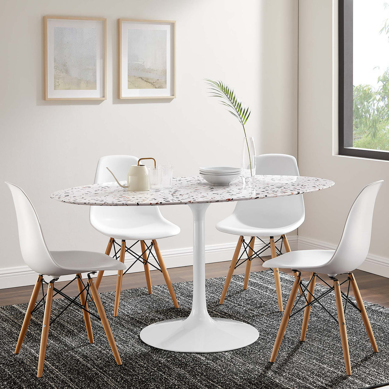 Ensemble Oval Terrazzo Dining Table, Large, White