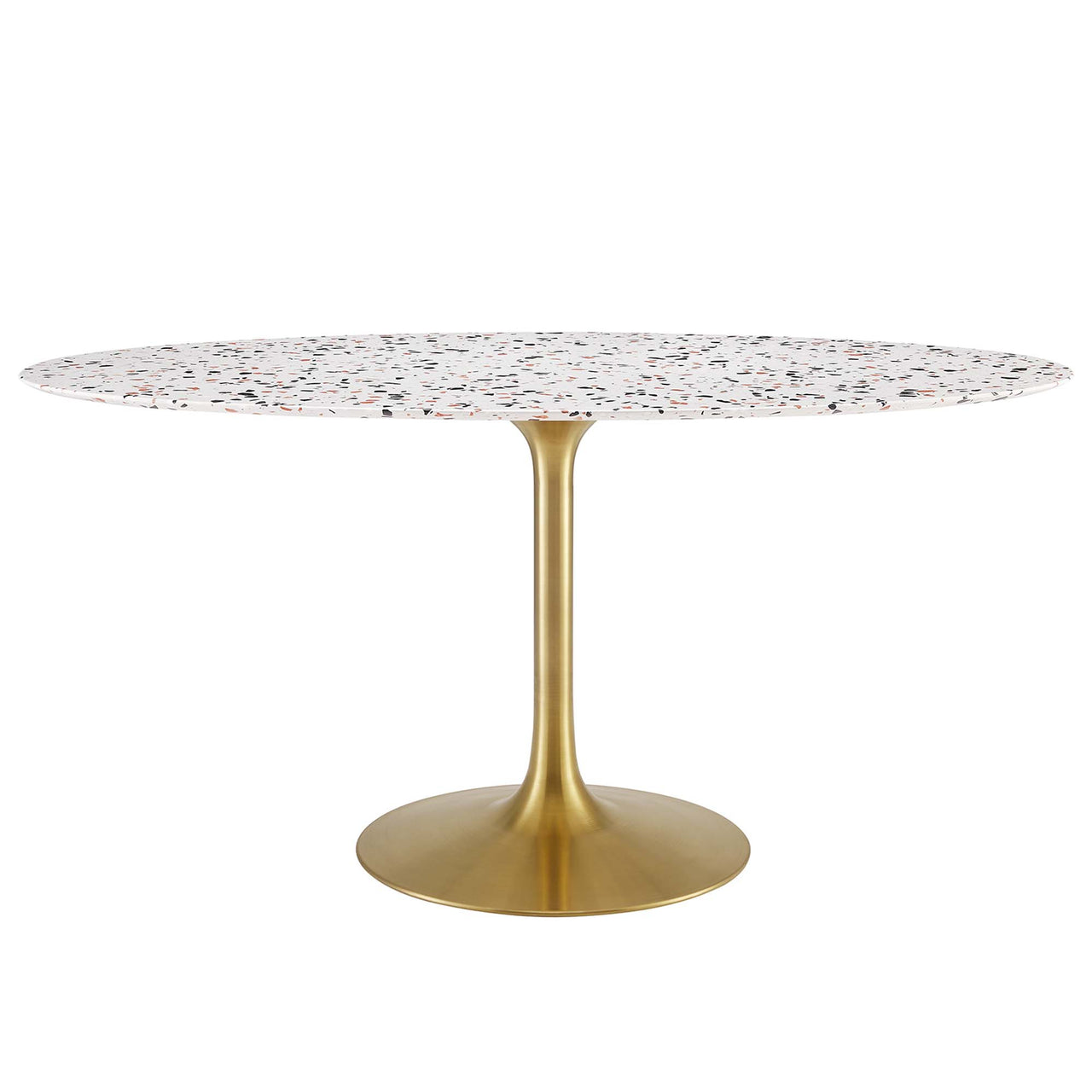 Ensemble Oval Terrazzo Dining Table, Large, Gold & White