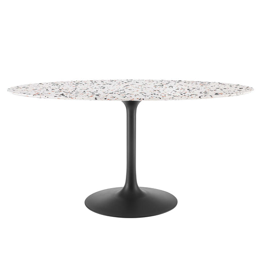 Ensemble Oval Terrazzo Dining Table, Large, Black & White
