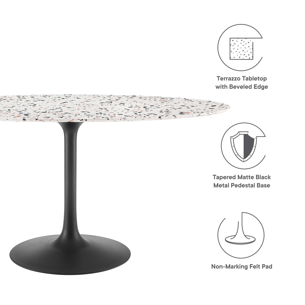Ensemble Oval Terrazzo Dining Table, Large, Black & White