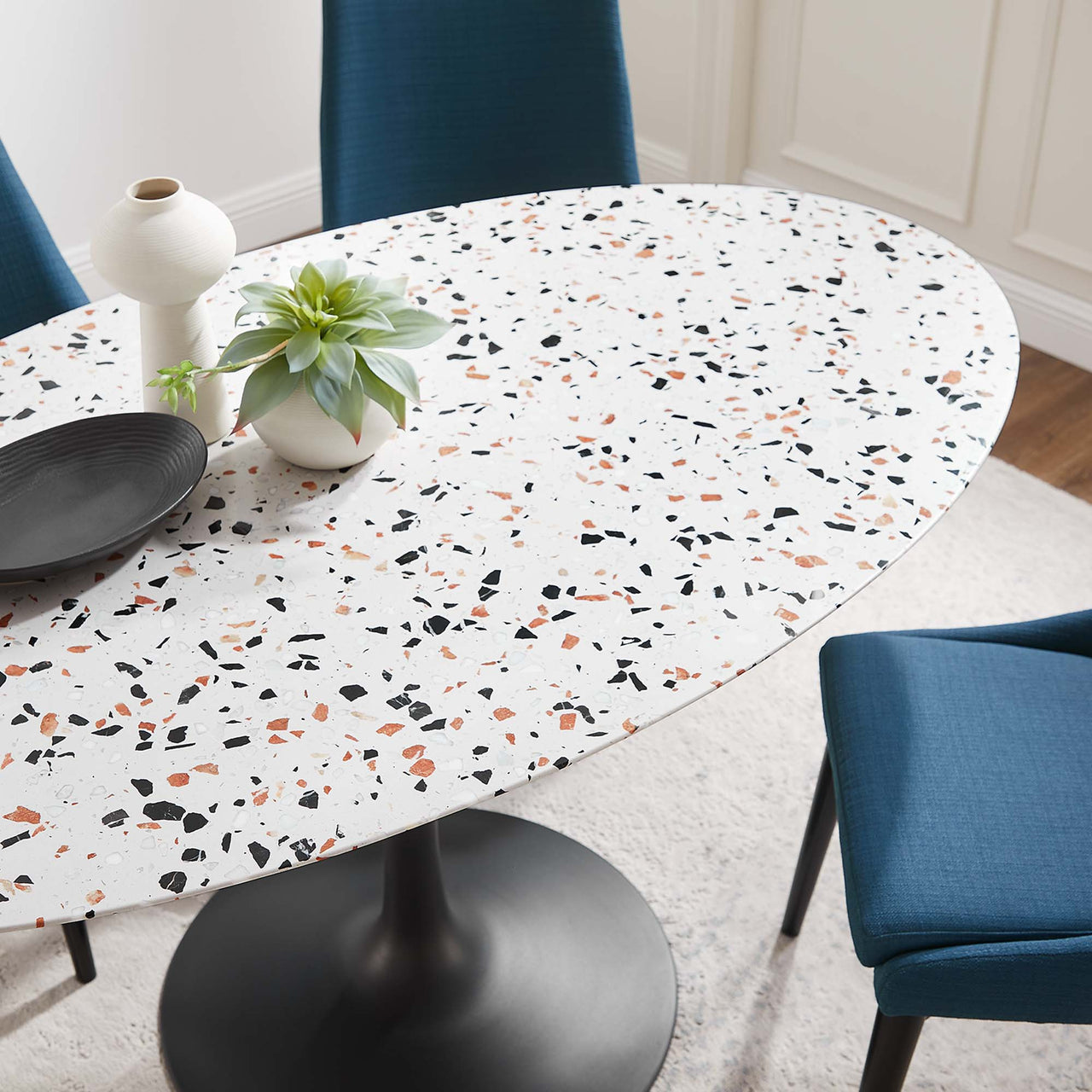 Ensemble Oval Terrazzo Dining Table, Large, Black & White