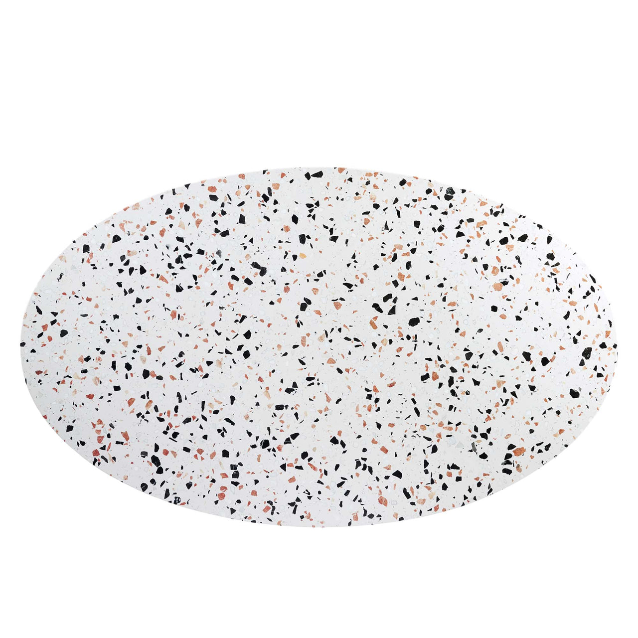 Solari Pedestal Oval Terrazzo Dining Table, Large, Gold & White