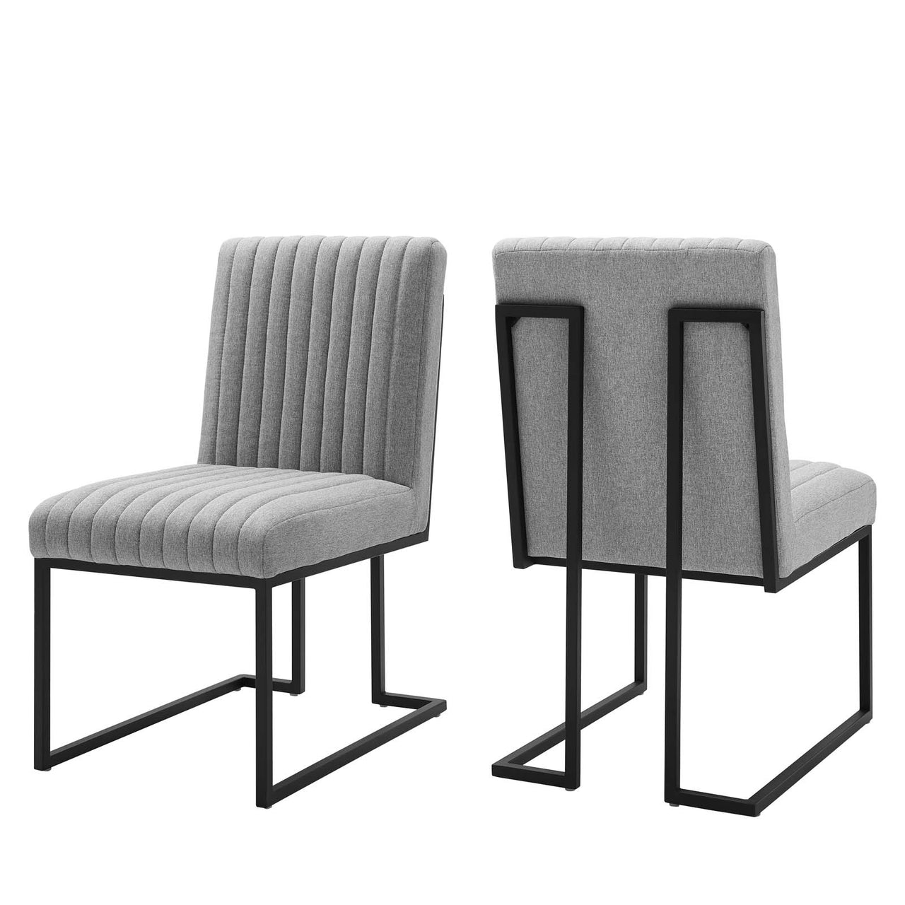 Mira Fabric Dining Chair Set of 2, Light Gray