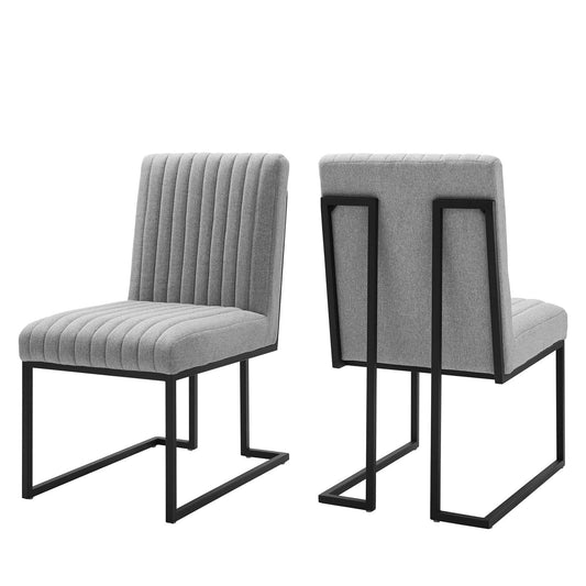 Mira Fabric Dining Chair Set of 2, Light Gray