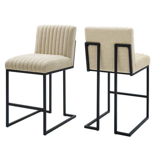 Mira Fabric Counter Stools Set of 2, Beige