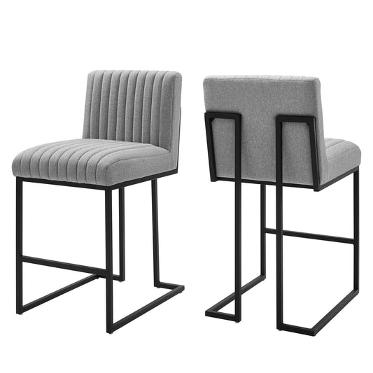 Mira Fabric Counter Stools Set of 2, Light Gray