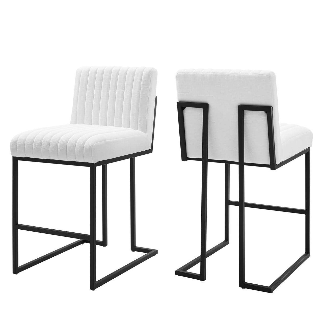 Mira Fabric Counter Stools Set of 2, White