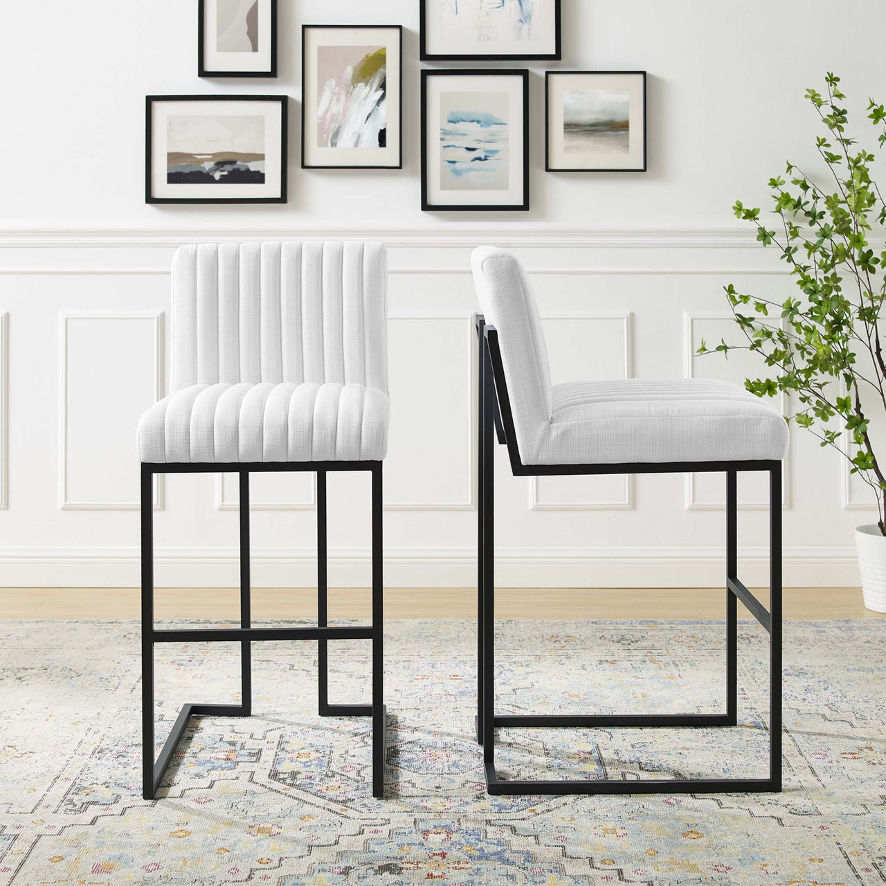 Mira Fabric Bar Stools, White