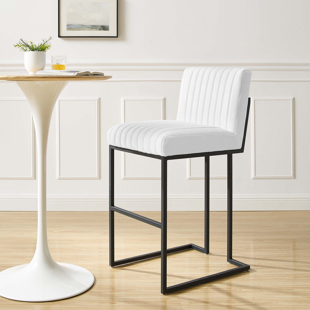 Mira Fabric Bar Stools, White