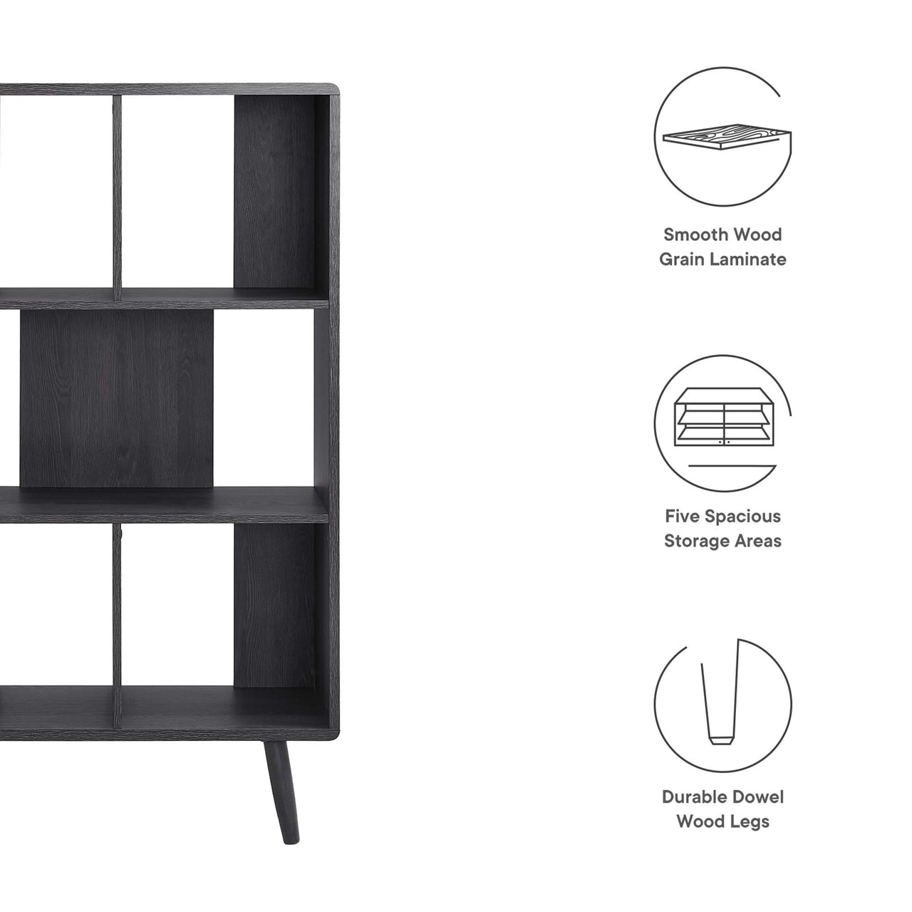 Erisen Bookcase, Small, Charcoal