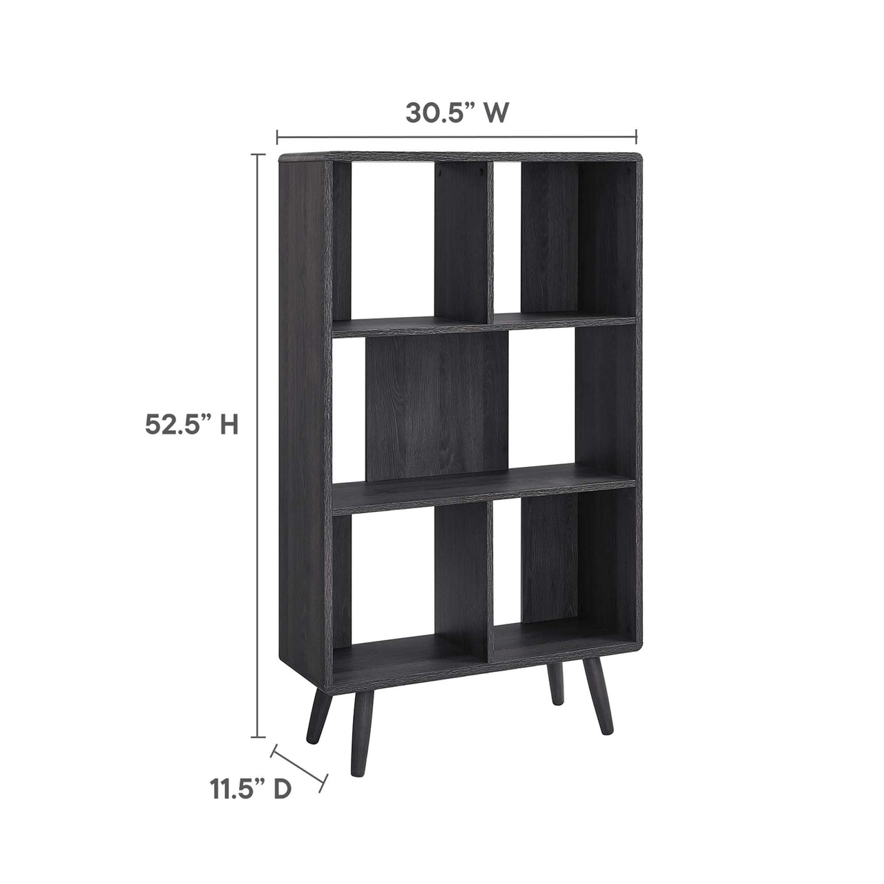 Erisen Bookcase, Small, Charcoal