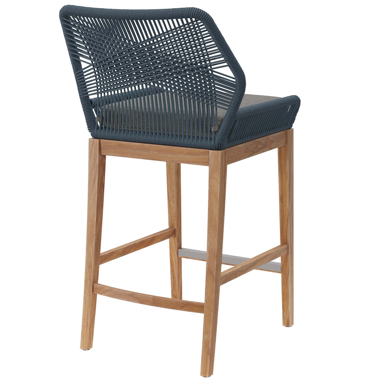 Veyra Alfresco Teak Bar Stool, Blue & Natural Wood