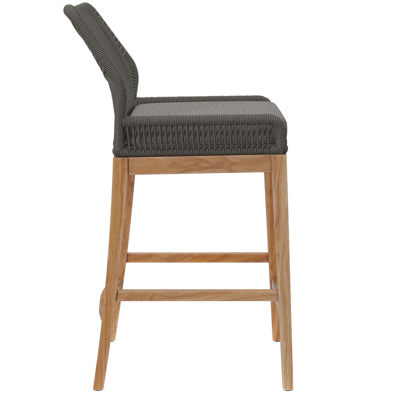 Veyra Alfresco Teak Bar Stool, Gray & Natural Wood