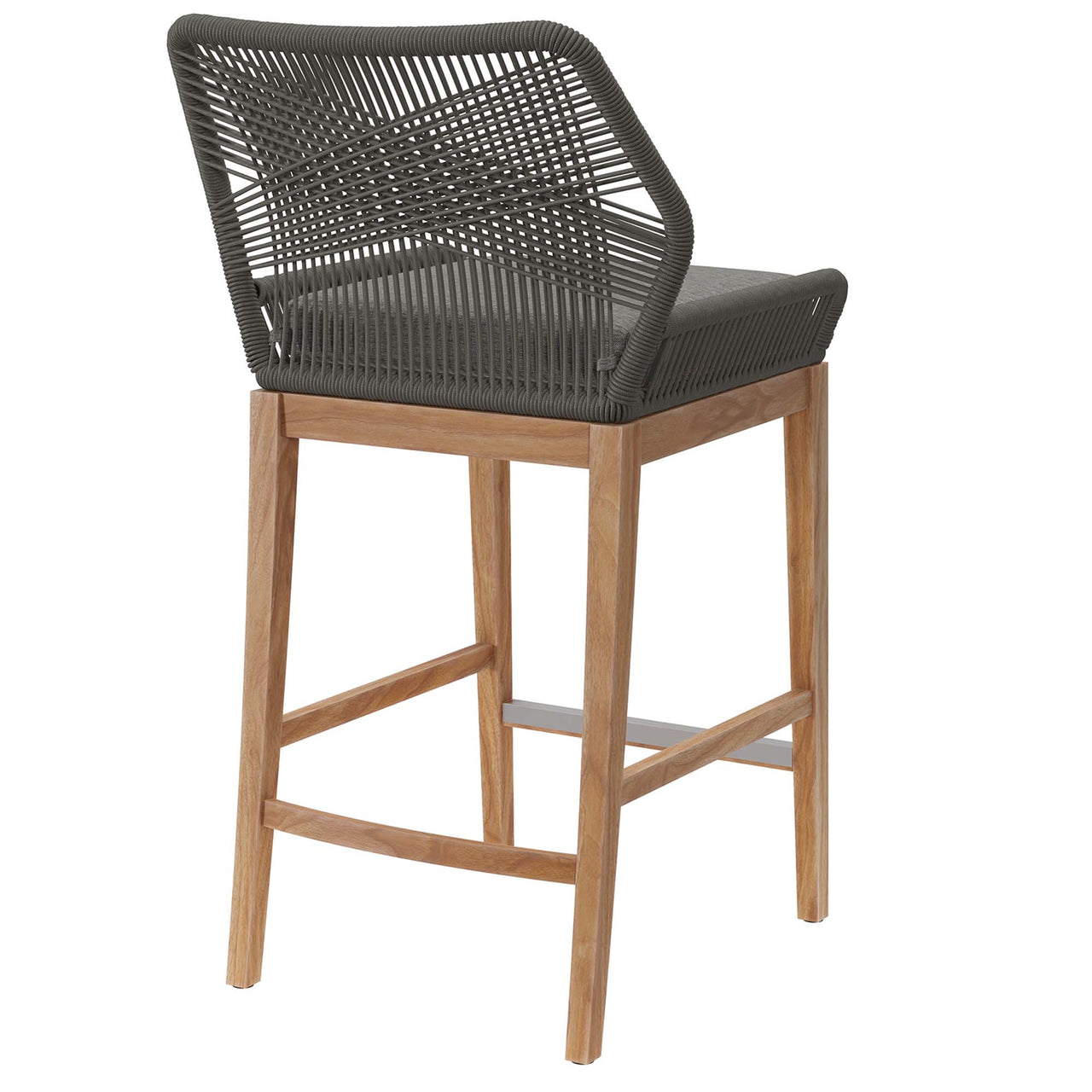 Veyra Alfresco Teak Bar Stool, Gray & Natural Wood