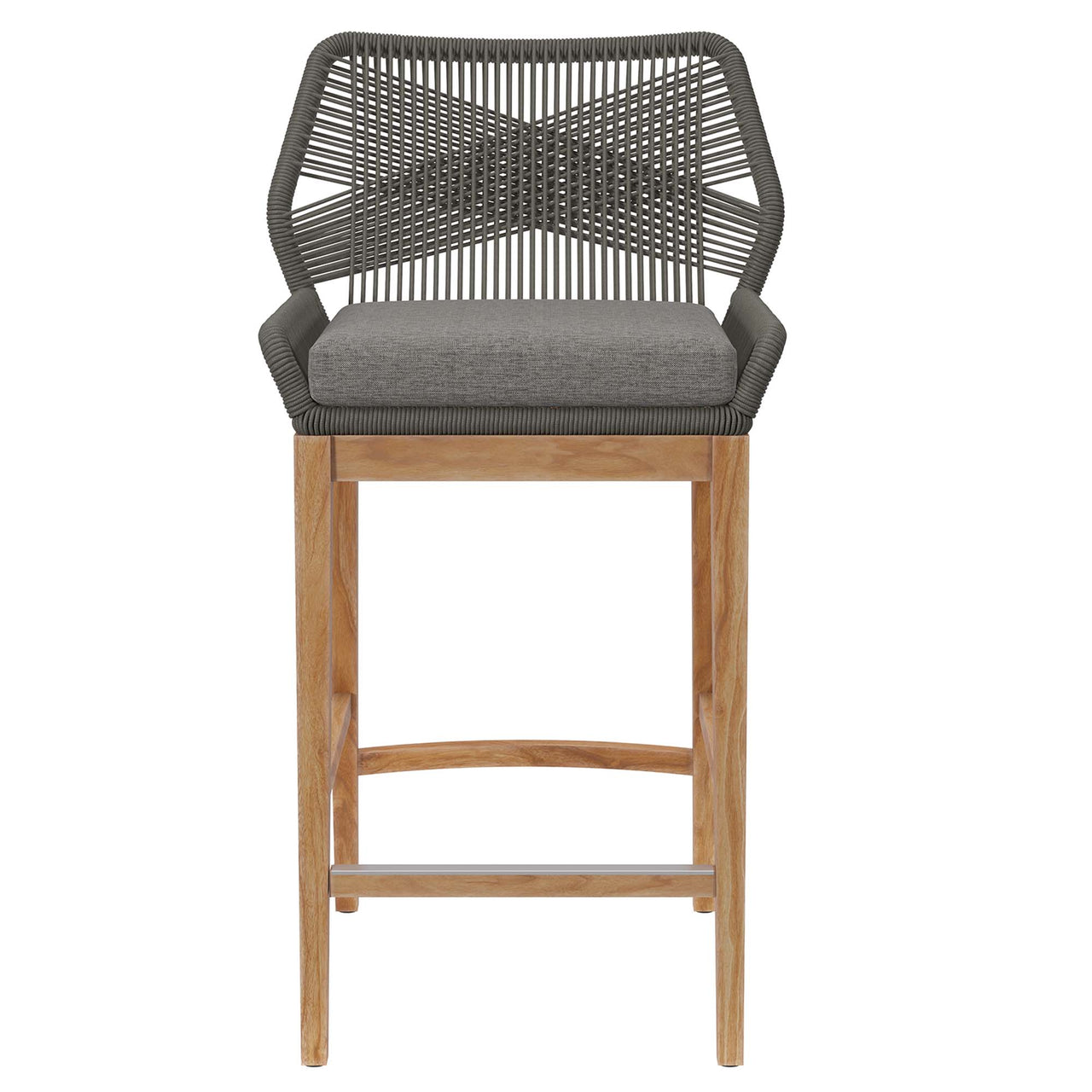 Veyra Alfresco Teak Bar Stool, Gray & Natural Wood