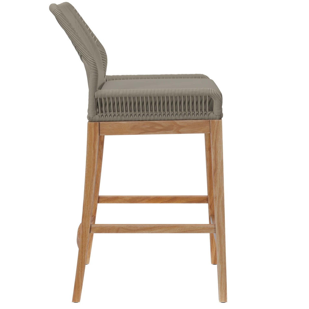 Veyra Alfresco Teak Bar Stool, Light Gray & Natural Wood