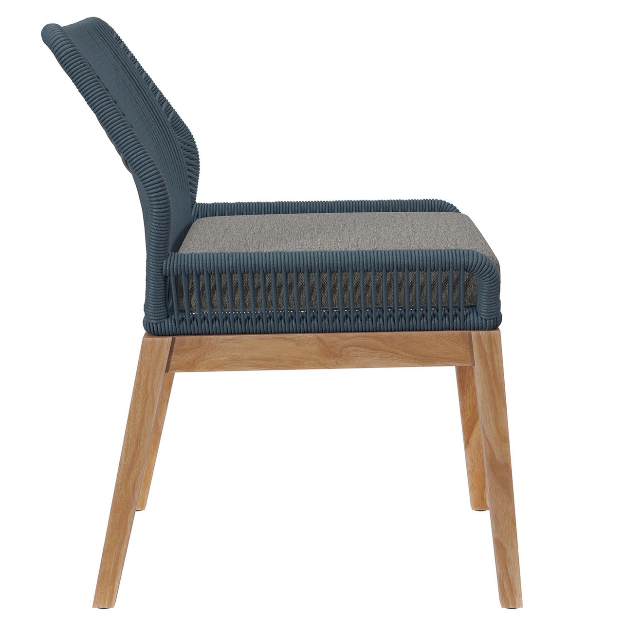 Veyra Alfresco Teak Dining Chair, Blue & Natural Wood