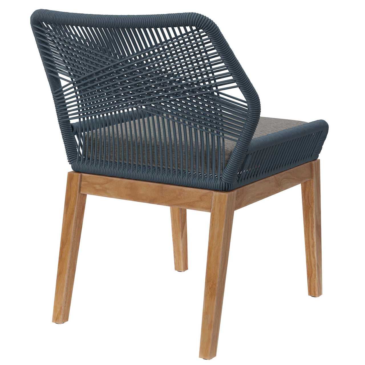 Veyra Alfresco Teak Dining Chair, Blue & Natural Wood