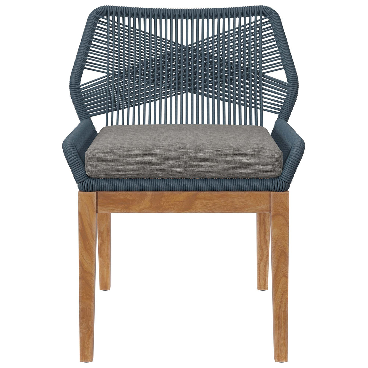 Veyra Alfresco Teak Dining Chair, Blue & Natural Wood