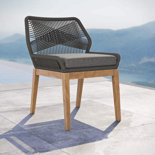 Veyra Alfresco Teak Dining Chair, Gray & Natural Wood