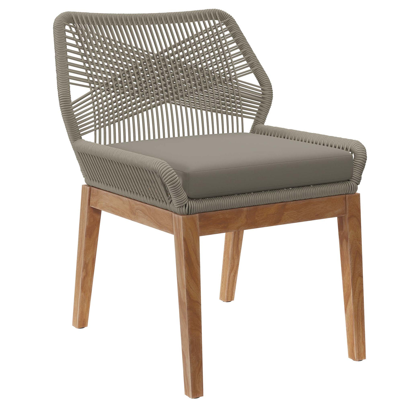 Veyra Alfresco Teak Dining Chair, Light Gray & Natural Wood