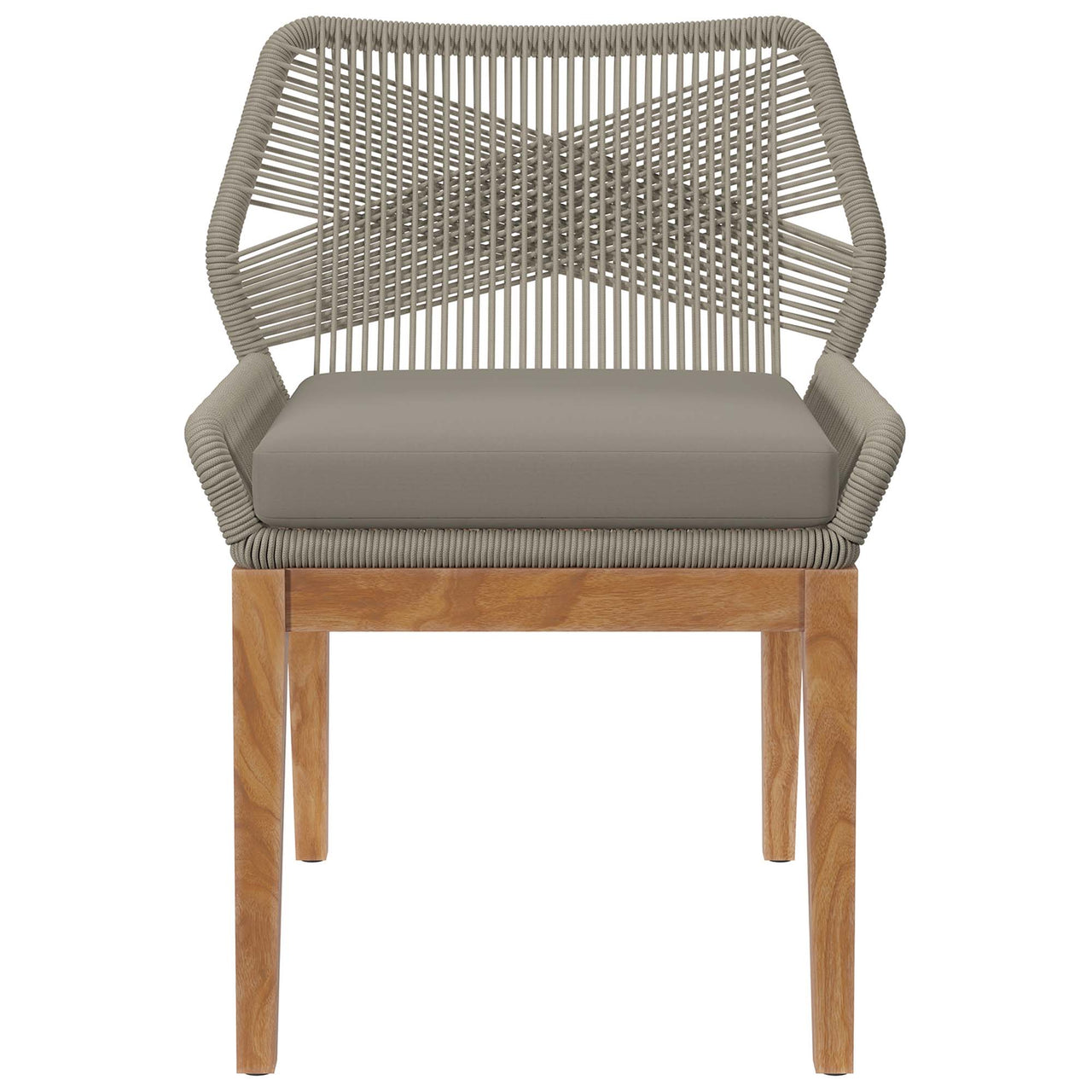 Veyra Alfresco Teak Dining Chair, Light Gray & Natural Wood