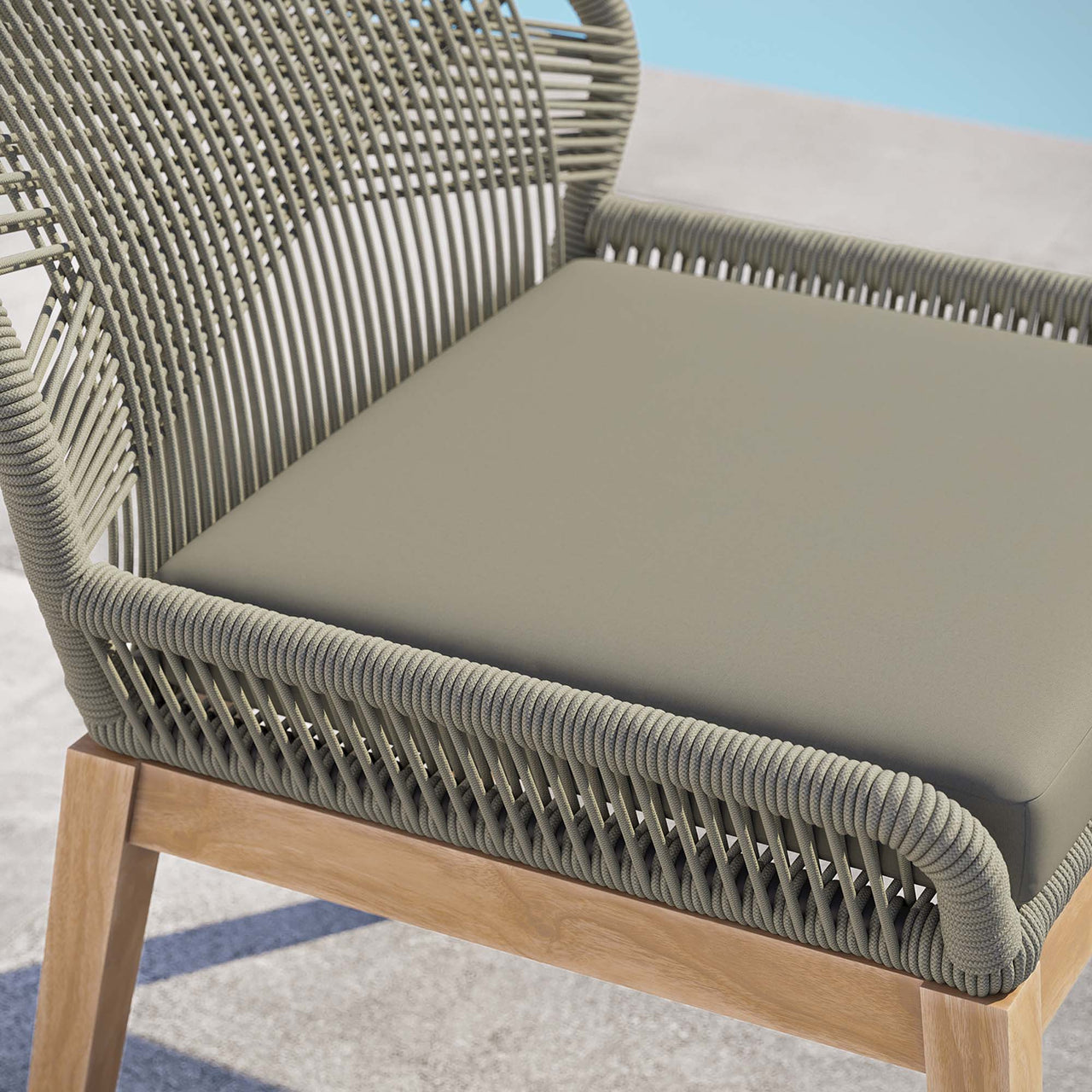 Veyra Alfresco Teak Dining Chair, Light Gray & Natural Wood
