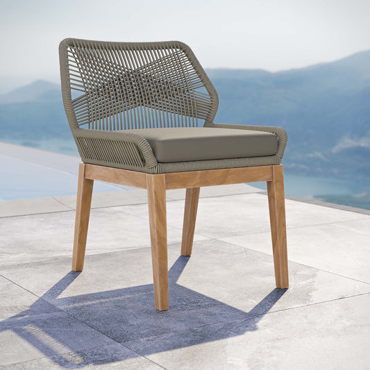 Veyra Alfresco Teak Dining Chair, Light Gray & Natural Wood