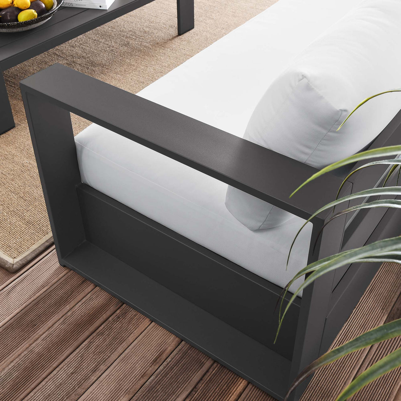 Tahlor 2-Piece Alfresco Powder-Coated Aluminum Set, Gray & White