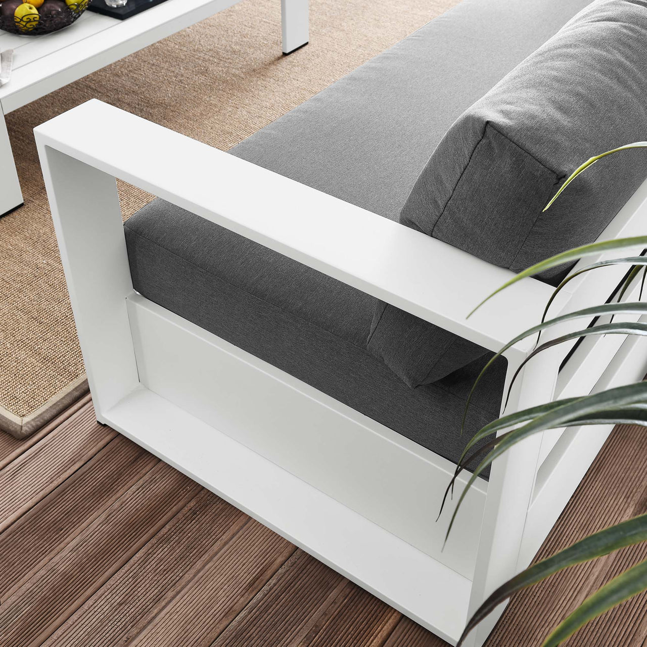 Tahlor 2-Piece Alfresco Powder-Coated Aluminum Set, White & Charcoal