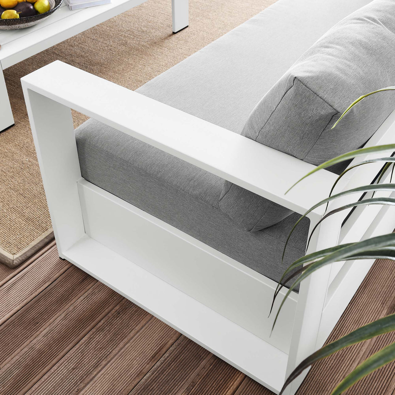 Tahlor 2-Piece Alfresco Powder-Coated Aluminum Set, White & Gray