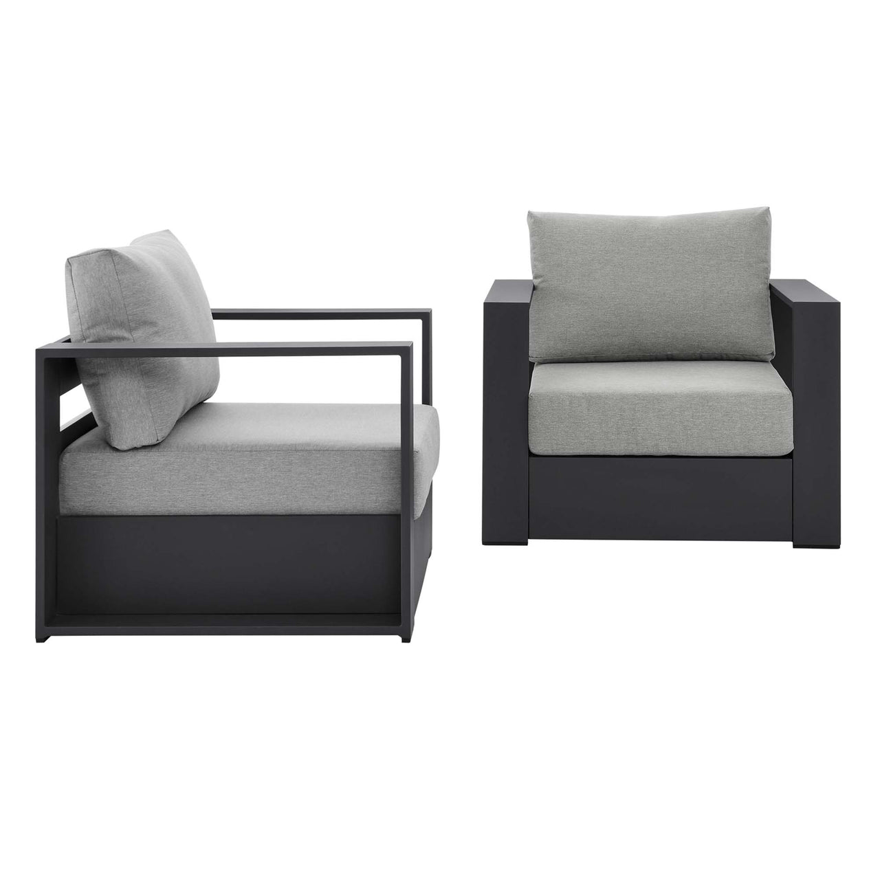 Tahlor 2-Piece Alfresco Powder-Coated Aluminum Armchair Set, Gray