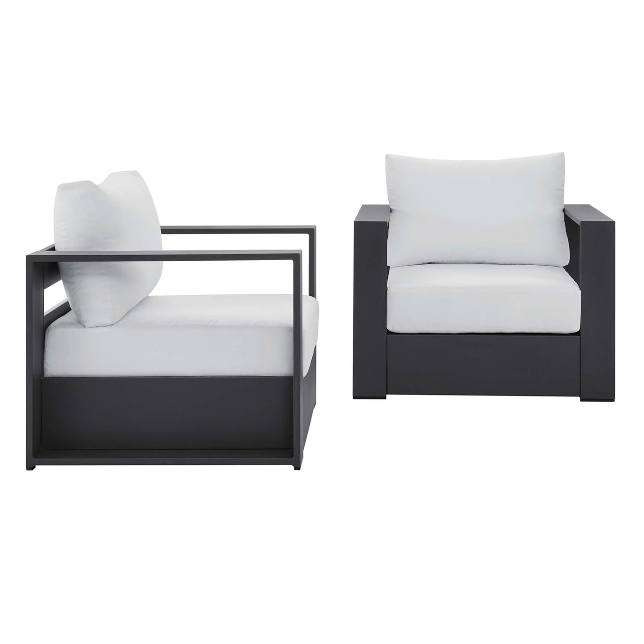 Tahlor 2-Piece Alfresco Powder-Coated Aluminum Armchair Set, Gray & White