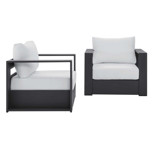 Tahlor 2-Piece Alfresco Powder-Coated Aluminum Armchair Set, Gray & White