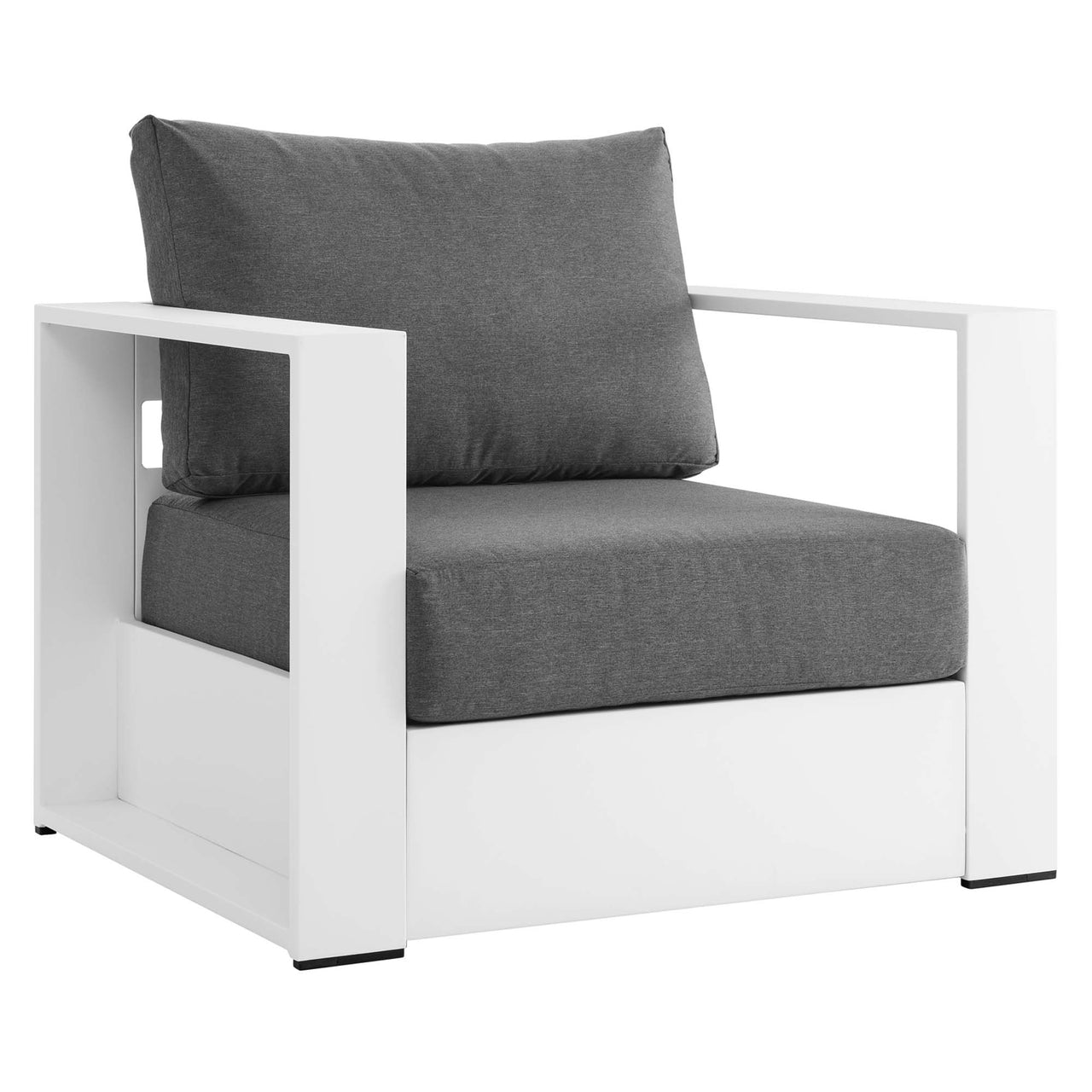 Tahlor 2-Piece Alfresco Powder-Coated Aluminum Armchair Set, White & Charcoal