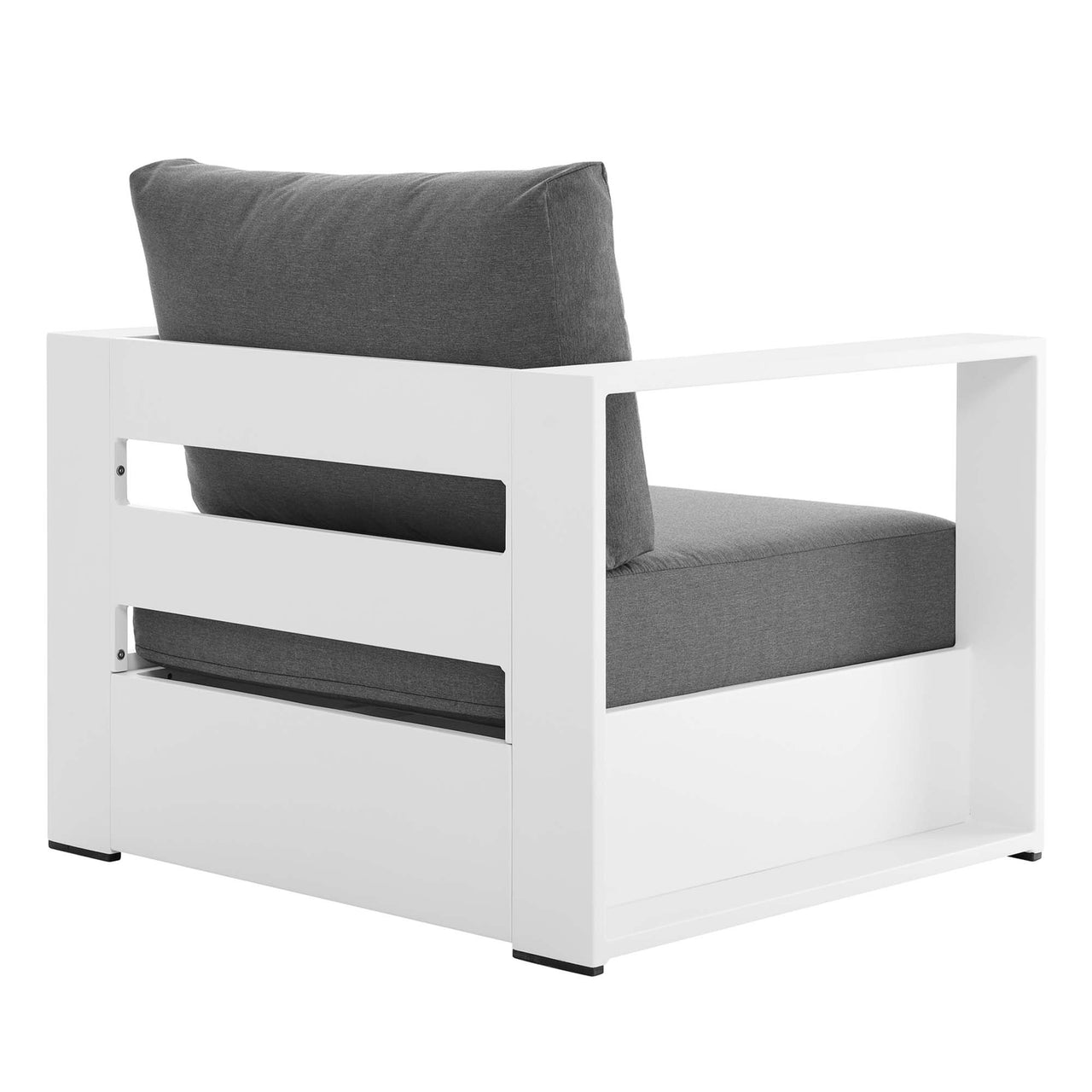 Tahlor 2-Piece Alfresco Powder-Coated Aluminum Armchair Set, White & Charcoal