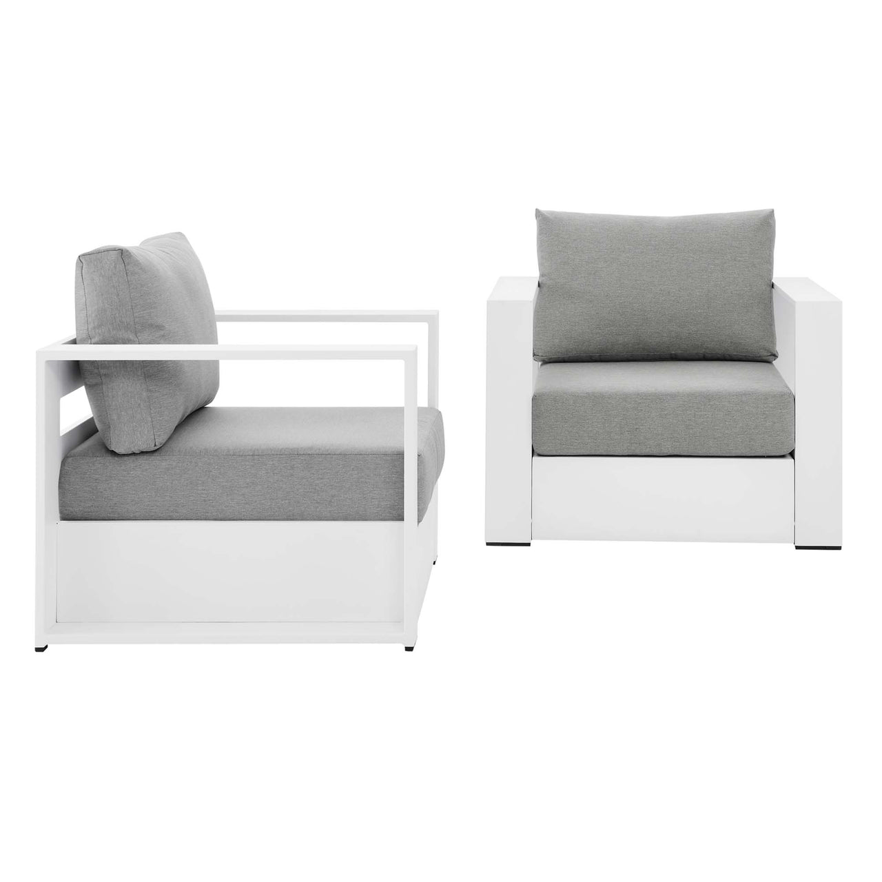 Tahlor 2-Piece Alfresco Powder-Coated Aluminum Armchair Set, White & Gray