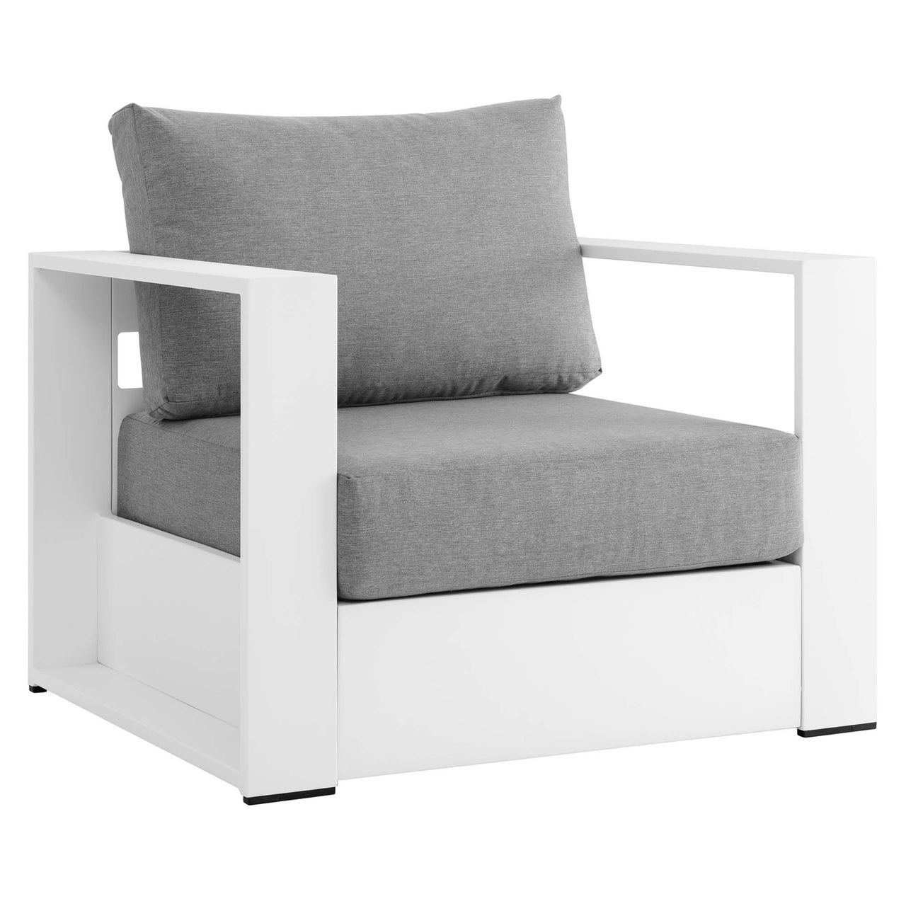 Tahlor 2-Piece Alfresco Powder-Coated Aluminum Armchair Set, White & Gray