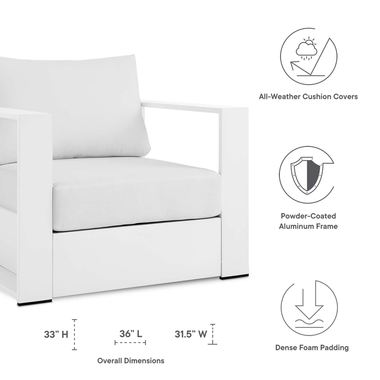 Tahlor 2-Piece Alfresco Powder-Coated Aluminum Armchair Set, White