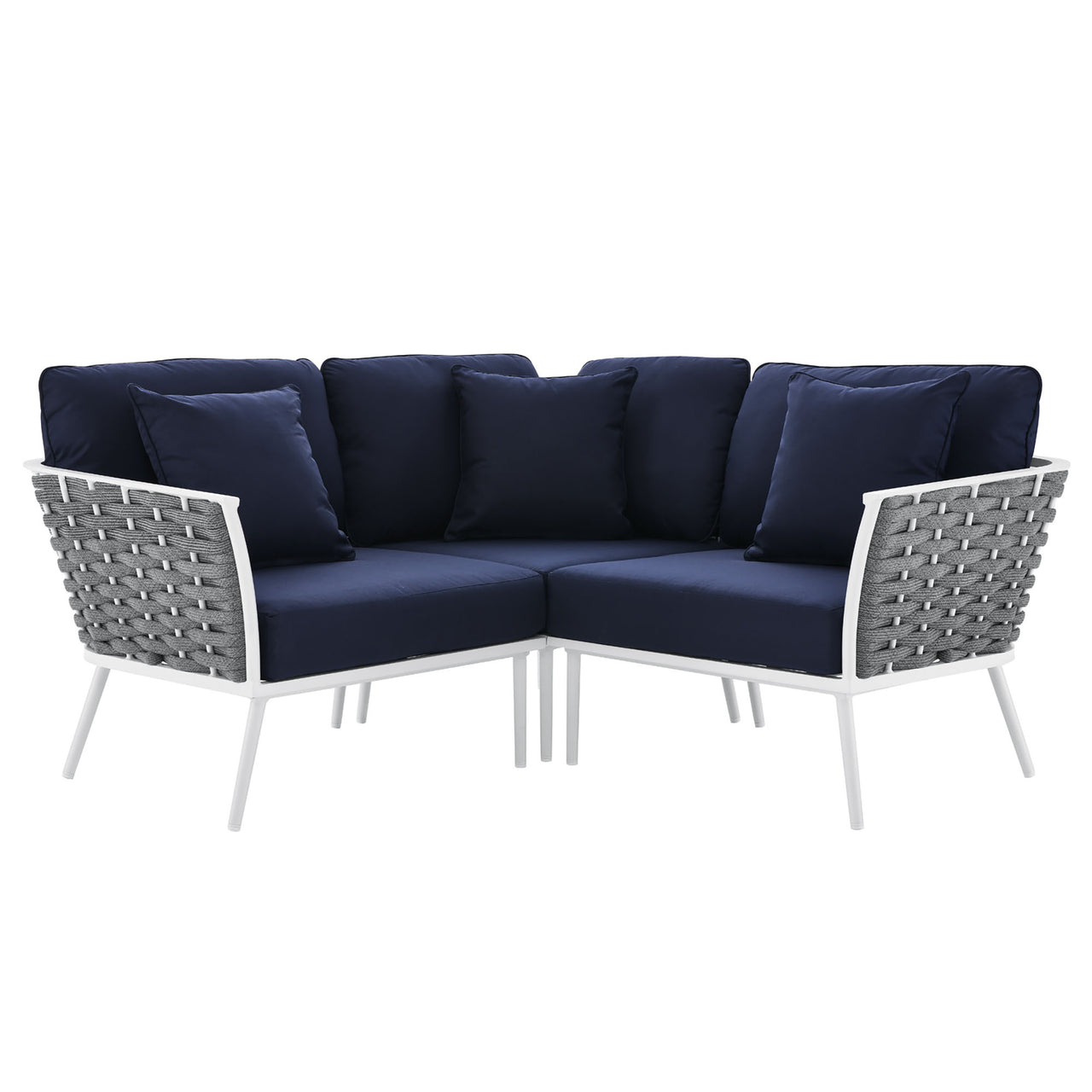 Stellan Alfresco Corner Sectional, White & Navy